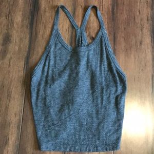 ME TO WE grey racer back tank top crop top